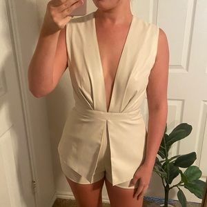 Do + Be Beige Faux Leather Romper